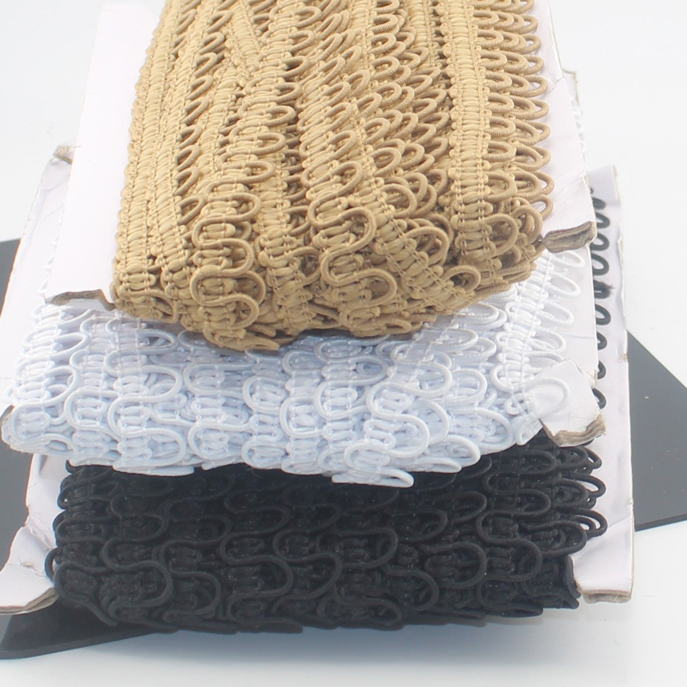 22 meter Elastic Button Loop Trim – Professional Bridal & Couture Finish Black White or Beige