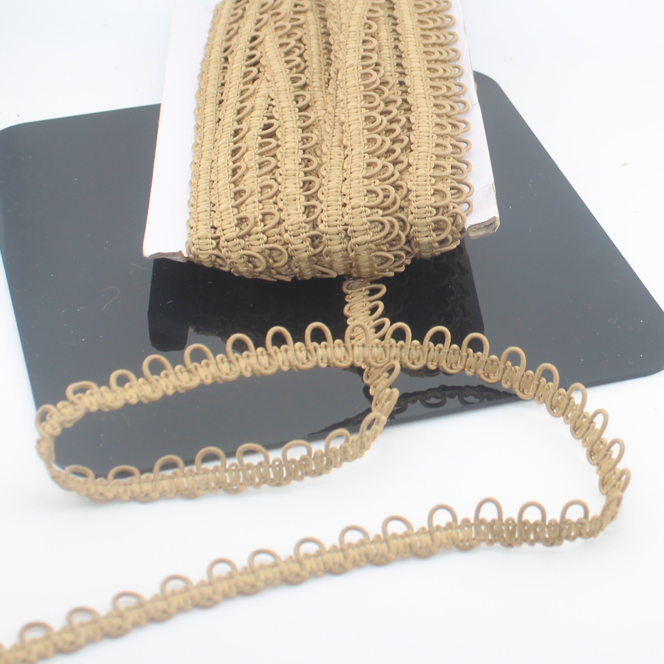 22 meter Elastic Button Loop Trim – Professional Bridal & Couture Finish Black White or Beige