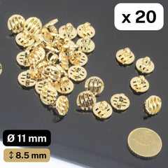 20 Pieces Gold Nylon Metalized Shank Buttons Size 11MM #KMQ500418