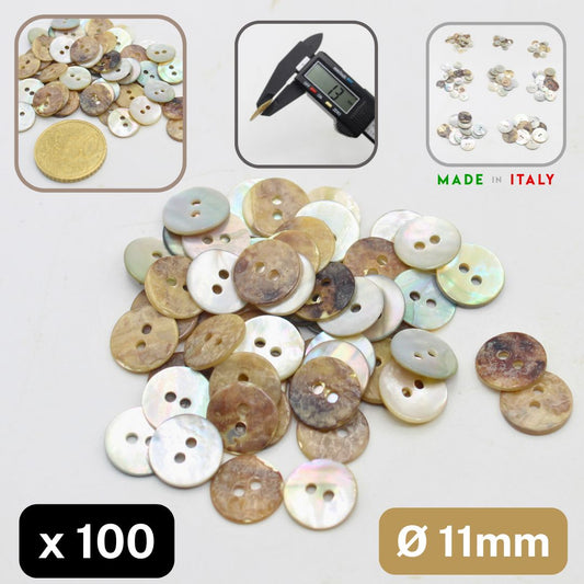 100 pieces - 2 Holes Shell Button 11mm (18") - (KS253618) Akoya