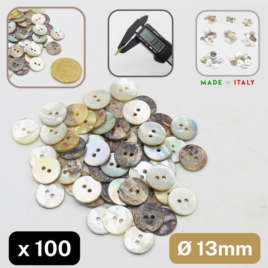 100 pieces - 2 Holes Shell Button 13mm (20") - (KS253620) Akoya