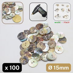 100 pieces - 2 Holes Shell Button 15mm (24") - (KS253624) Akoya