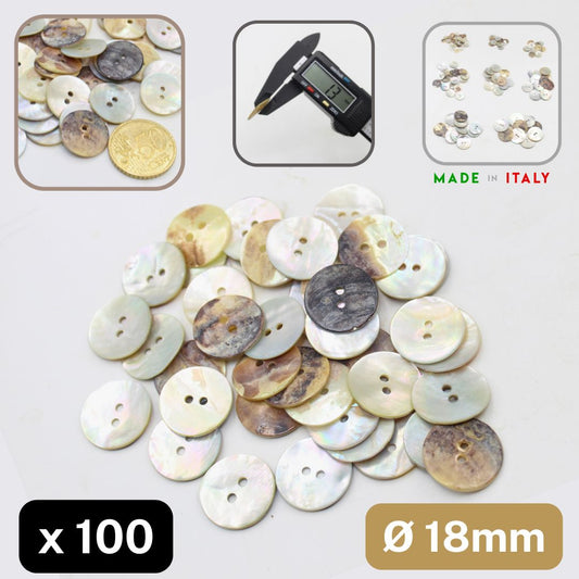 100 pieces - 2 Holes Shell Button 18mm (28") - (KS253628) Akoya