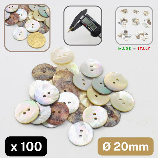 100 pieces - 2 Holes Shell Button 20mm (32") - (KS253632) Akoya