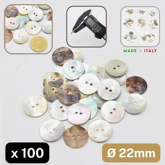 100 pieces - 2 Holes Shell Button 22mm (36") - (KS253636) Akoya