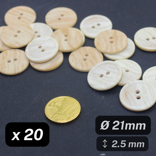 20 Pieces Matt Off White Polyester Buttons 2 Holes Size 18mm #KP2501828