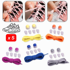 Set of Elastic Shoelaces with Cord Stopper and Ends. Adjustable.