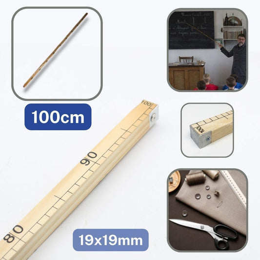 1 meter Wooden Deluxe Ruler with Metal Edges (Metric system on both sides) - ACCESSOIRES LEDUC BV