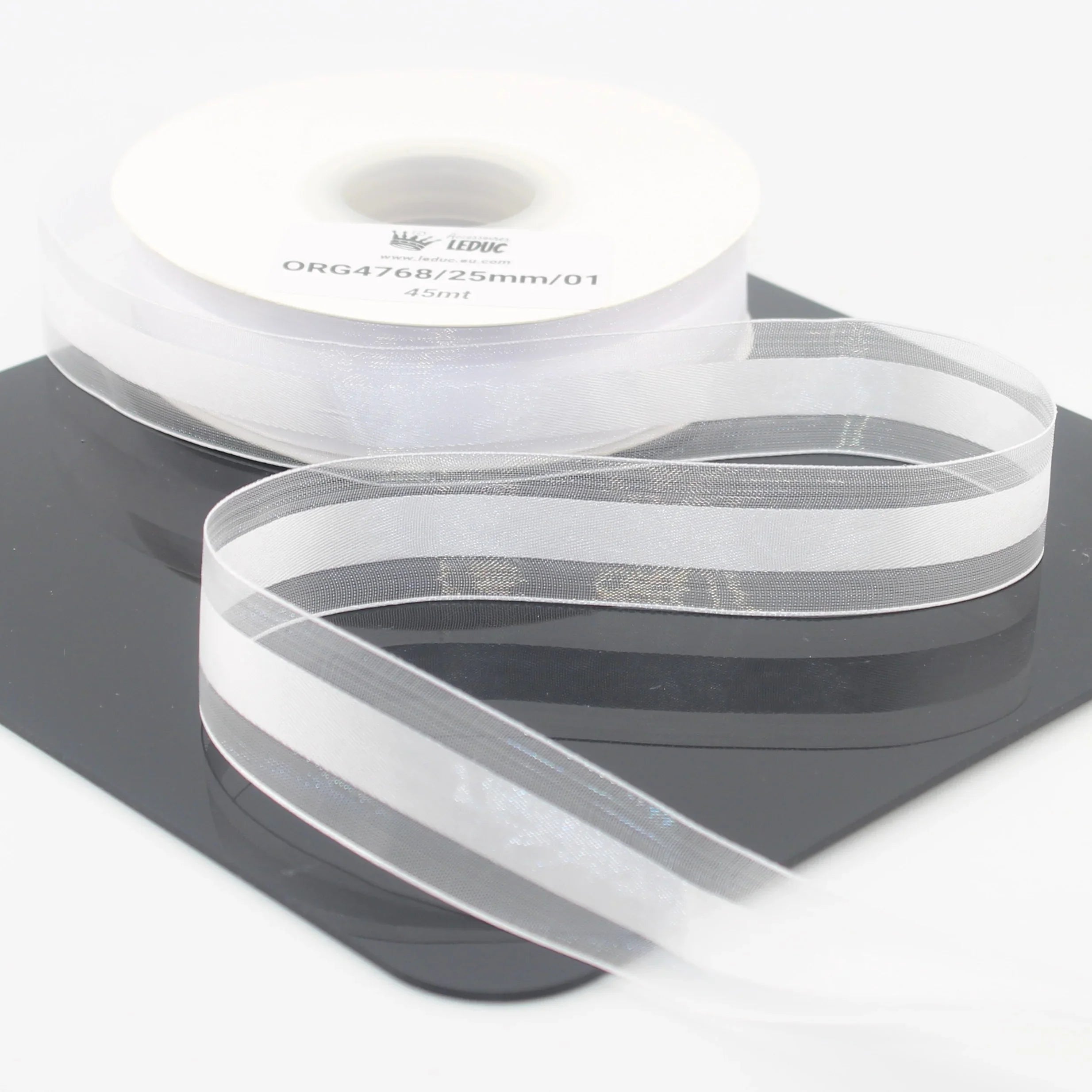 45 meters 25mm Organza Ribbon with Satin Center #ORG4768 - ACCESSOIRES LEDUC BV