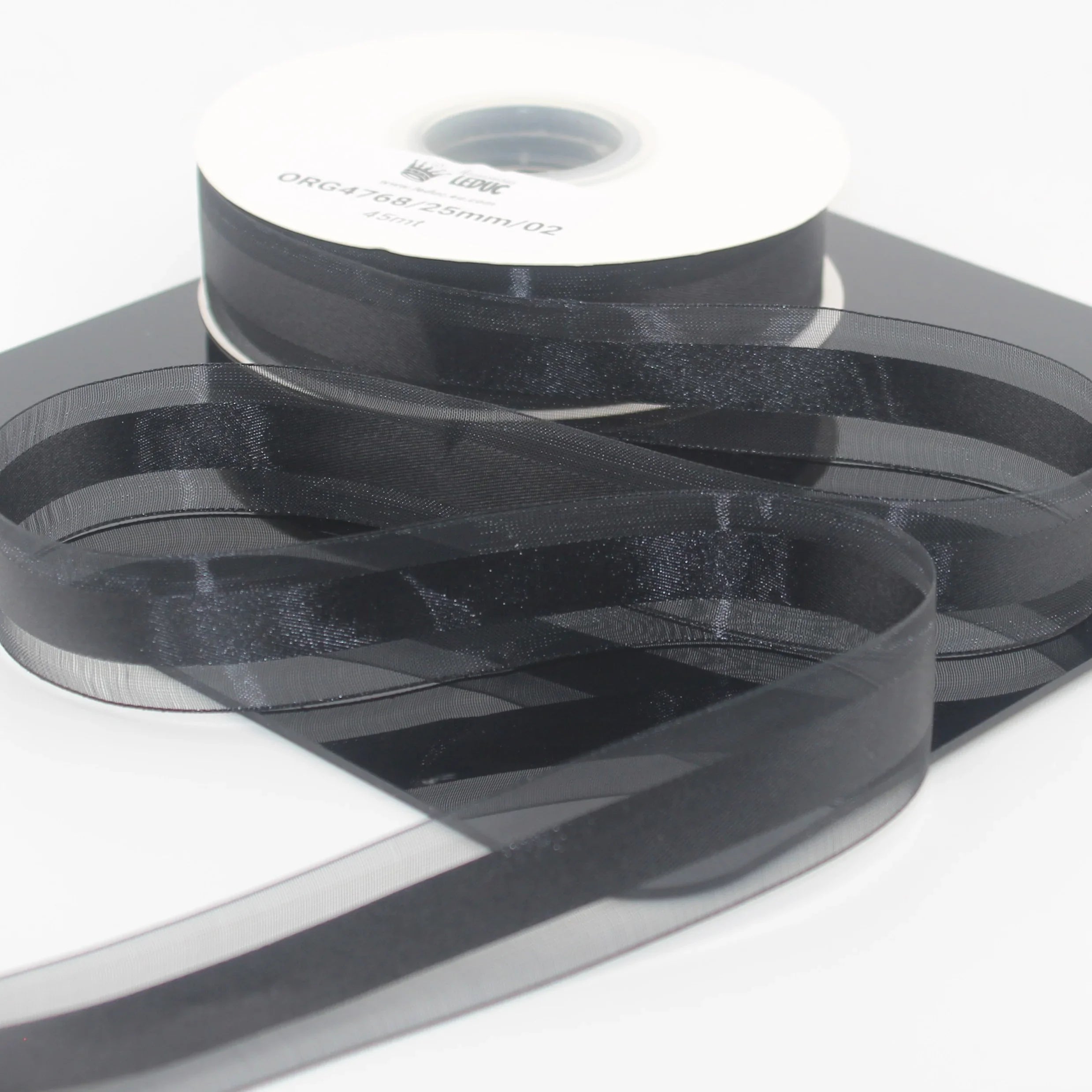 45 meters 25mm Organza Ribbon with Satin Center #ORG4768 - ACCESSOIRES LEDUC BV