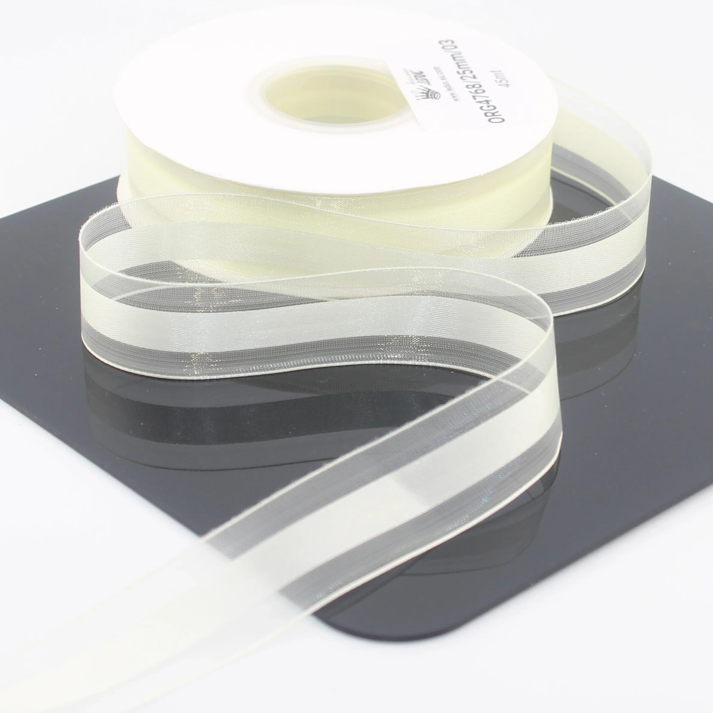 45 meters 25mm Organza Ribbon with Satin Center #ORG4768 - ACCESSOIRES LEDUC BV