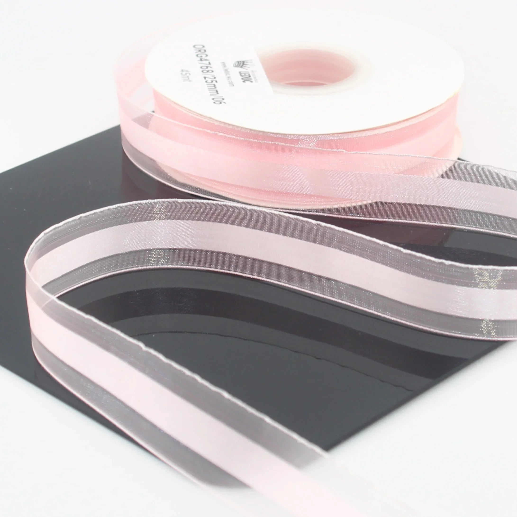 45 meters 25mm Organza Ribbon with Satin Center #ORG4768 - ACCESSOIRES LEDUC BV