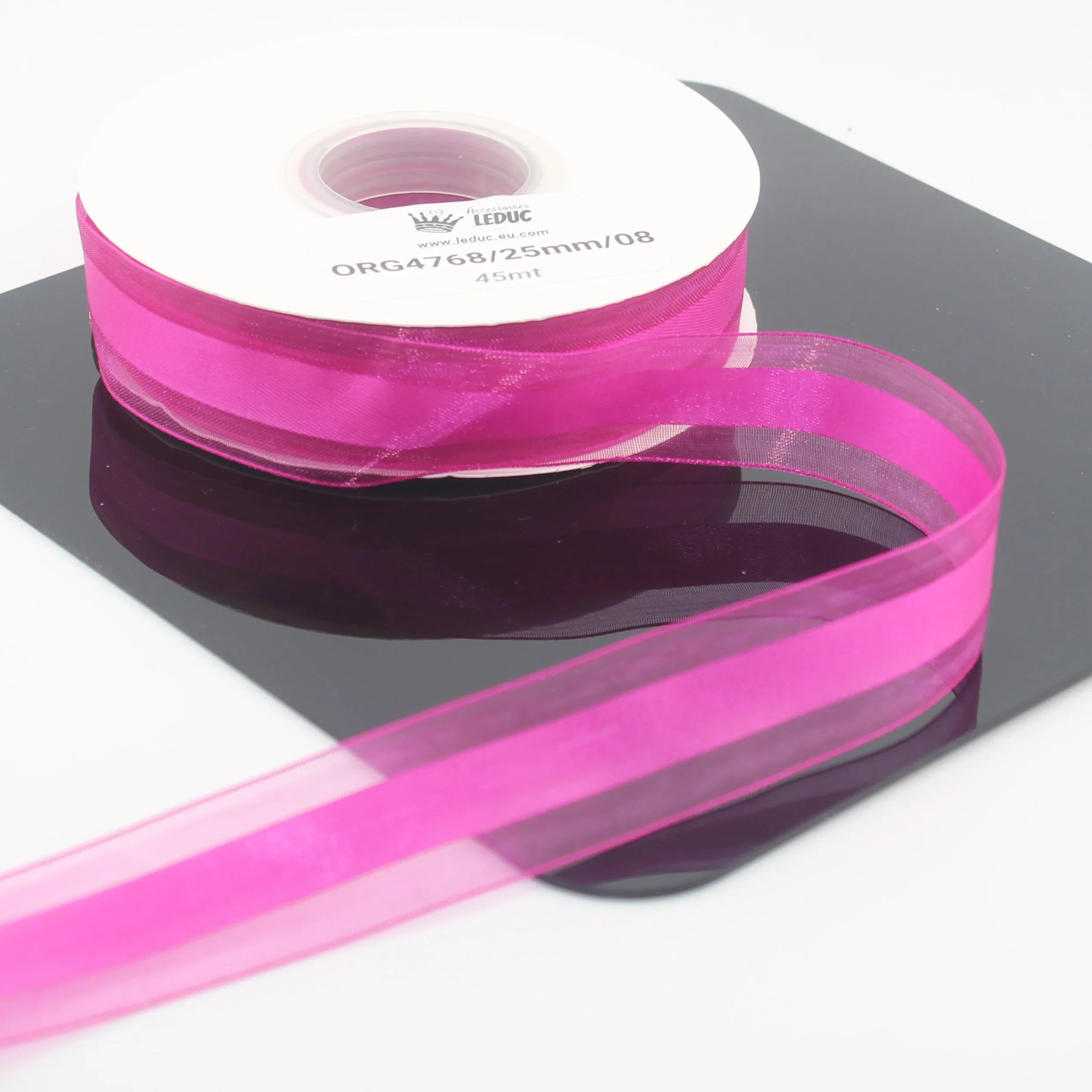 45 meters 25mm Organza Ribbon with Satin Center #ORG4768 - ACCESSOIRES LEDUC BV