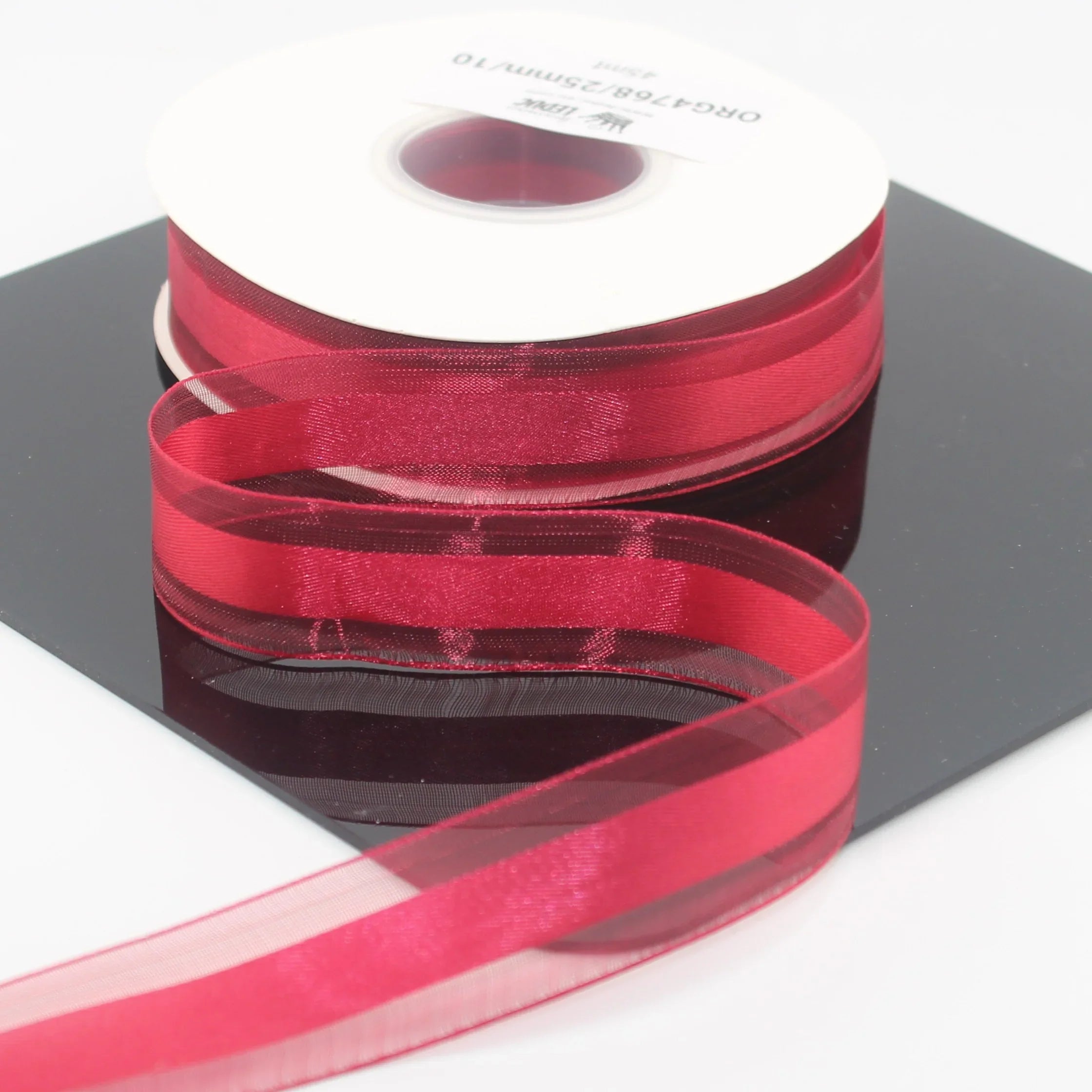 45 meters 25mm Organza Ribbon with Satin Center #ORG4768 - ACCESSOIRES LEDUC BV