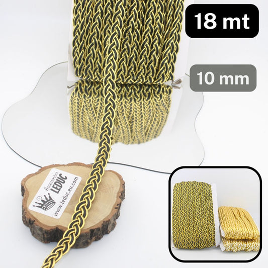 18 meters 10mm wide Gold Pleated Trimming, available in 3 colours (Gold, Gold + Black, Gold + White) #PASx100 - ACCESSOIRES LEDUC BV