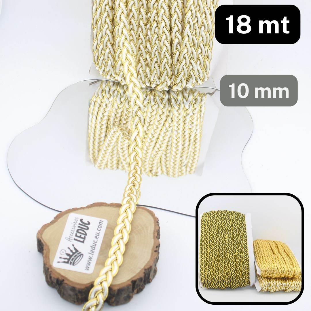 18 meters 10mm wide Gold Pleated Trimming, available in 3 colours (Gold, Gold + Black, Gold + White) #PASx100 - ACCESSOIRES LEDUC BV