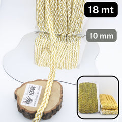 18 meters 10mm wide Gold Pleated Trimming, available in 3 colours (Gold, Gold + Black, Gold + White) #PASx100