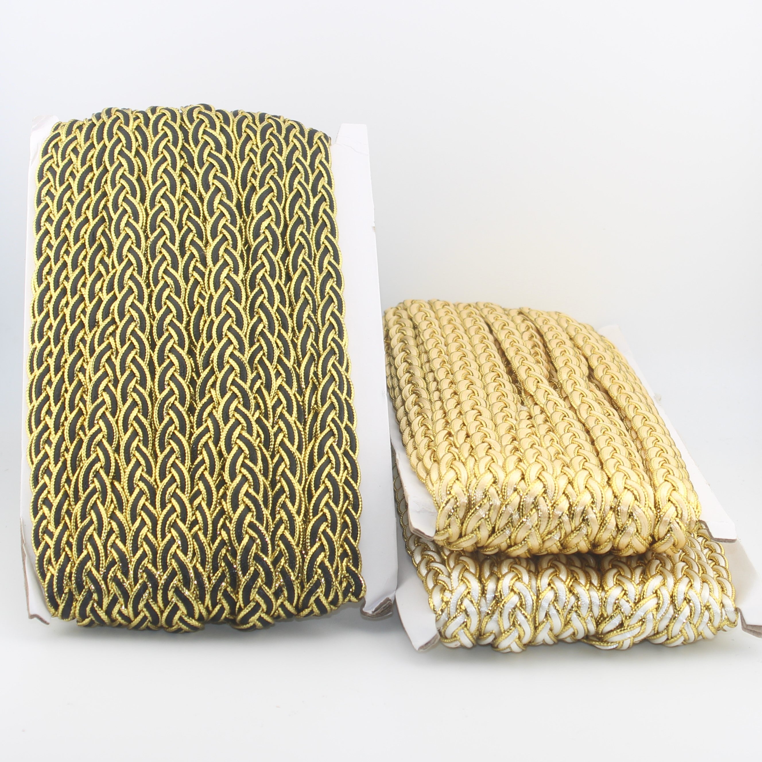 18 meters 10mm wide Gold Pleated Trimming, available in 3 colours (Gold, Gold + Black, Gold + White) #PASx100