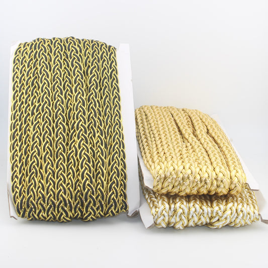 18 meters 10mm wide Gold Pleated Trimming, available in 3 colours (Gold, Gold + Black, Gold + White) #PASx100 - ACCESSOIRES LEDUC BV