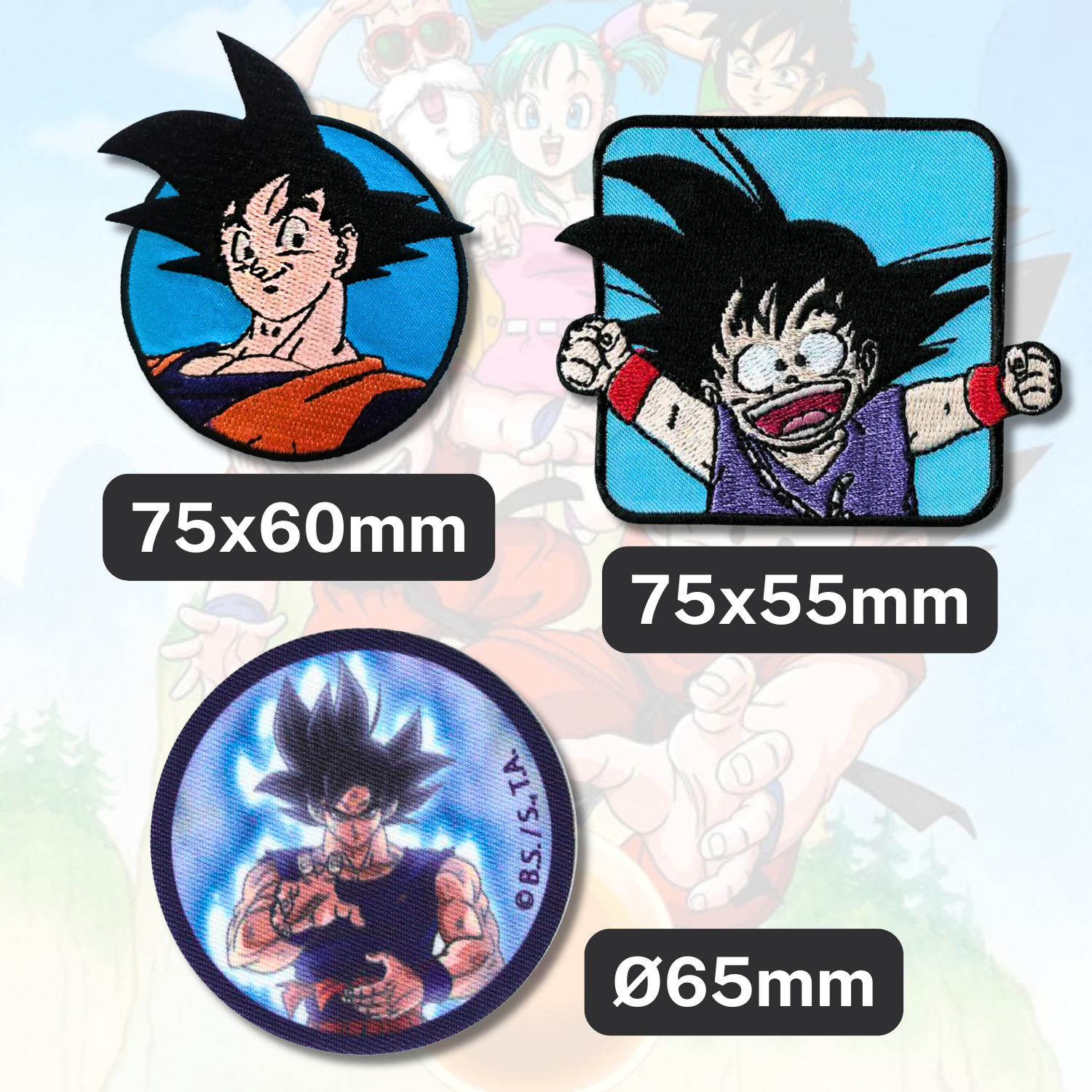 Sets of 3 Patented Iron on Patches - Dragonball, Onepiece, Pjmasks, Peppa Pig, Garfield, Spongebob, Paw Patrol or Naruto