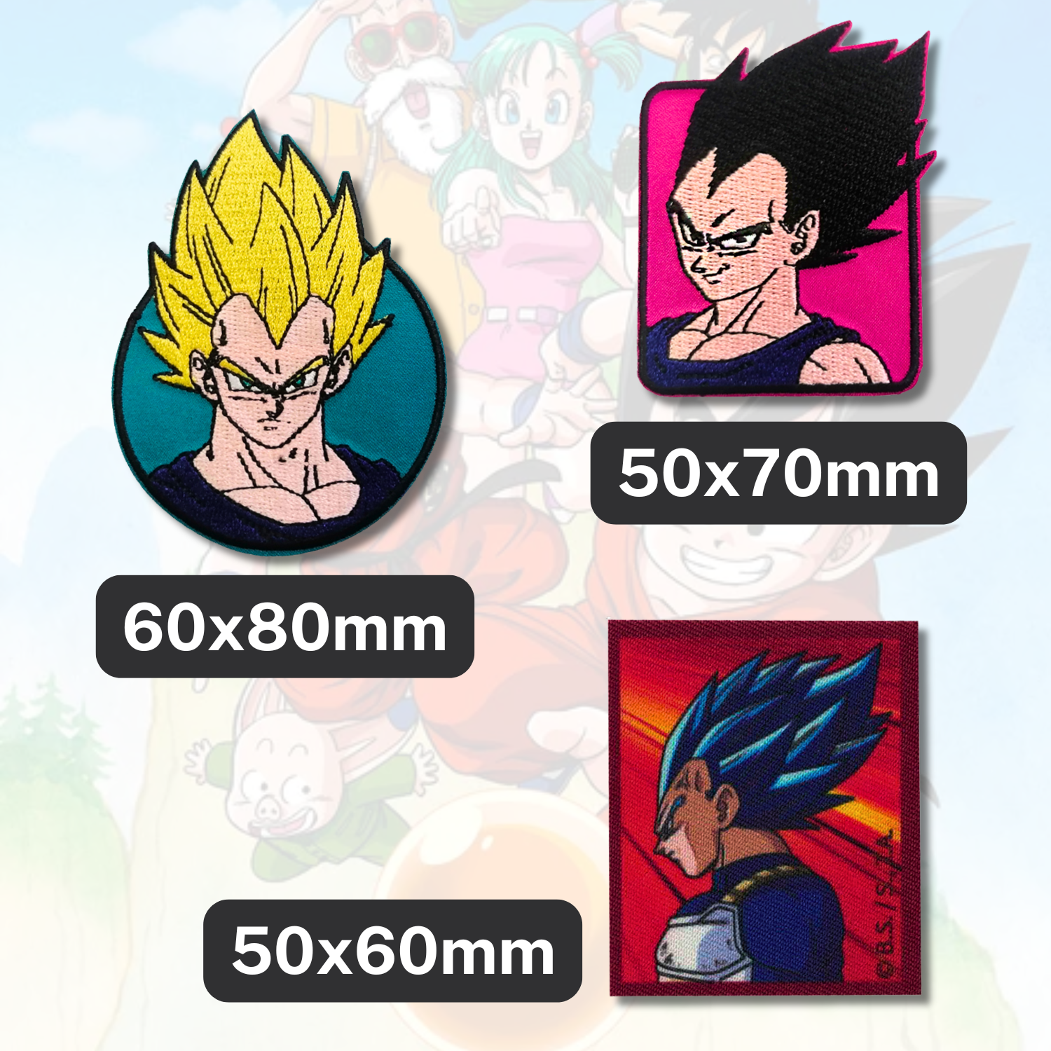 Sets of 3 Patented Iron on Patches - Dragonball, Onepiece, Pjmasks, Peppa Pig, Garfield, Spongebob, Paw Patrol or Naruto