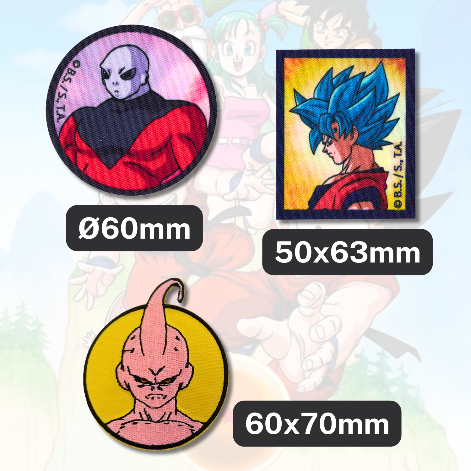 Sets of 3 Patented Iron on Patches - Dragonball, Onepiece, Pjmasks, Peppa Pig, Garfield, Spongebob, Paw Patrol or Naruto