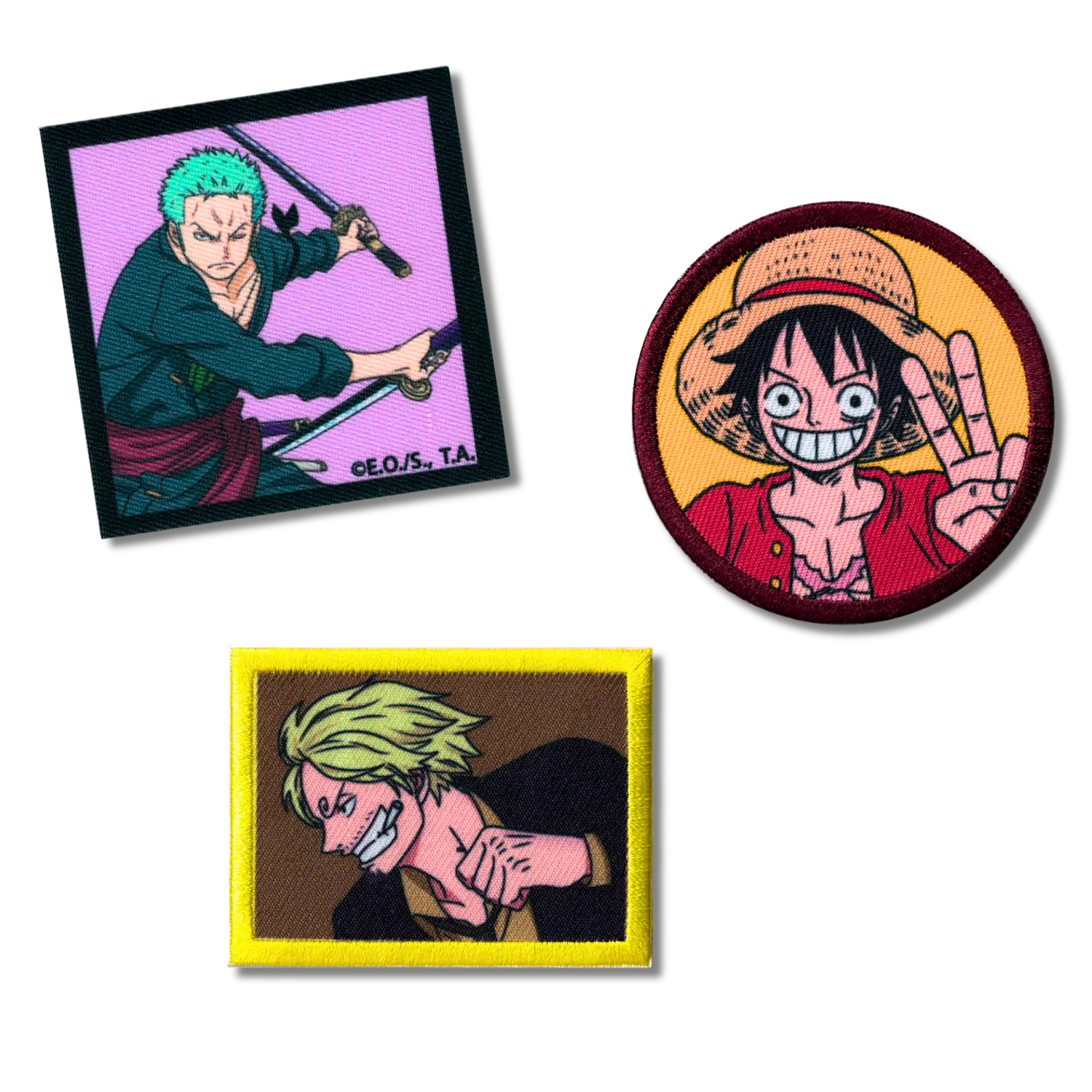 Sets of 3 Patented Iron on Patches - Dragonball, Onepiece, Pjmasks, Peppa Pig, Garfield, Spongebob, Paw Patrol or Naruto