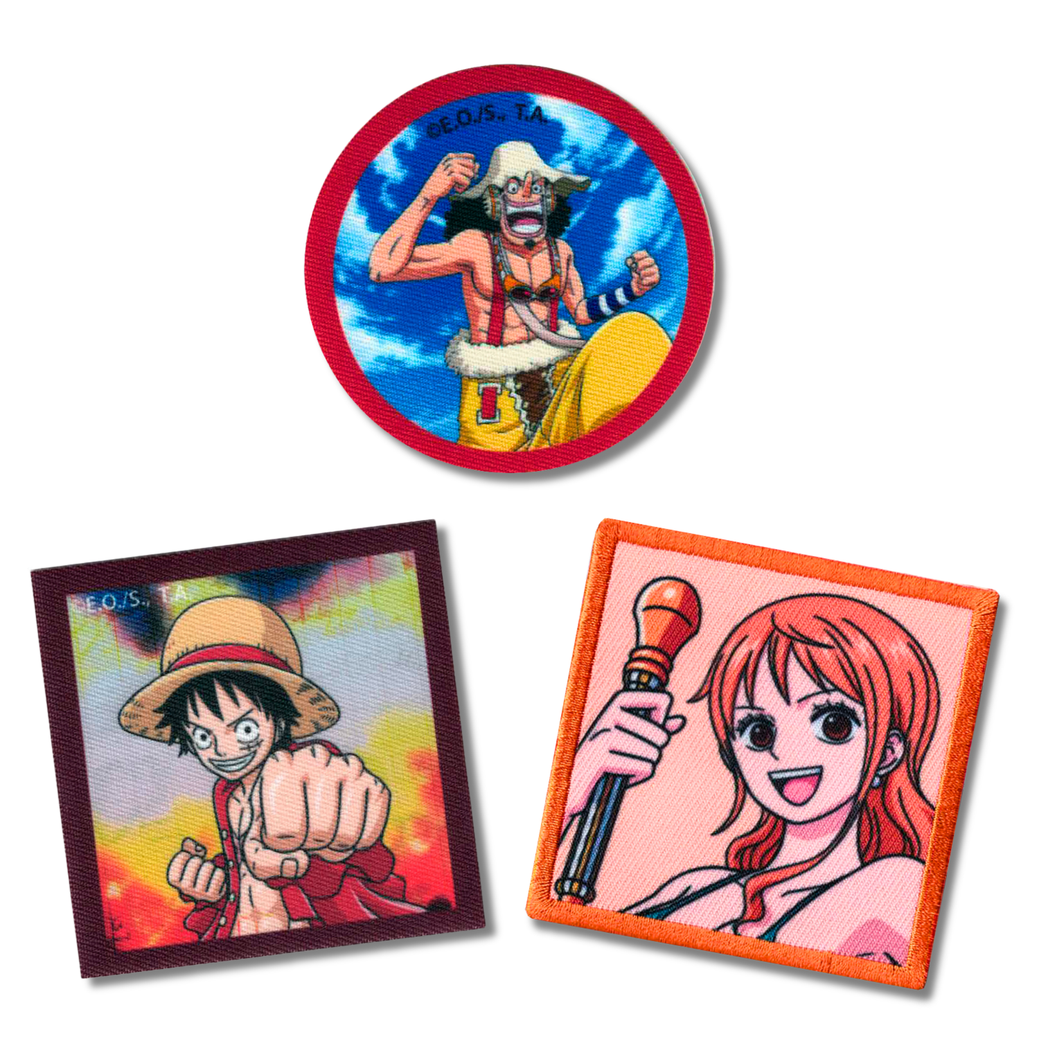Sets of 3 Patented Iron on Patches - Dragonball, Onepiece, Pjmasks, Peppa Pig, Garfield, Spongebob, Paw Patrol or Naruto
