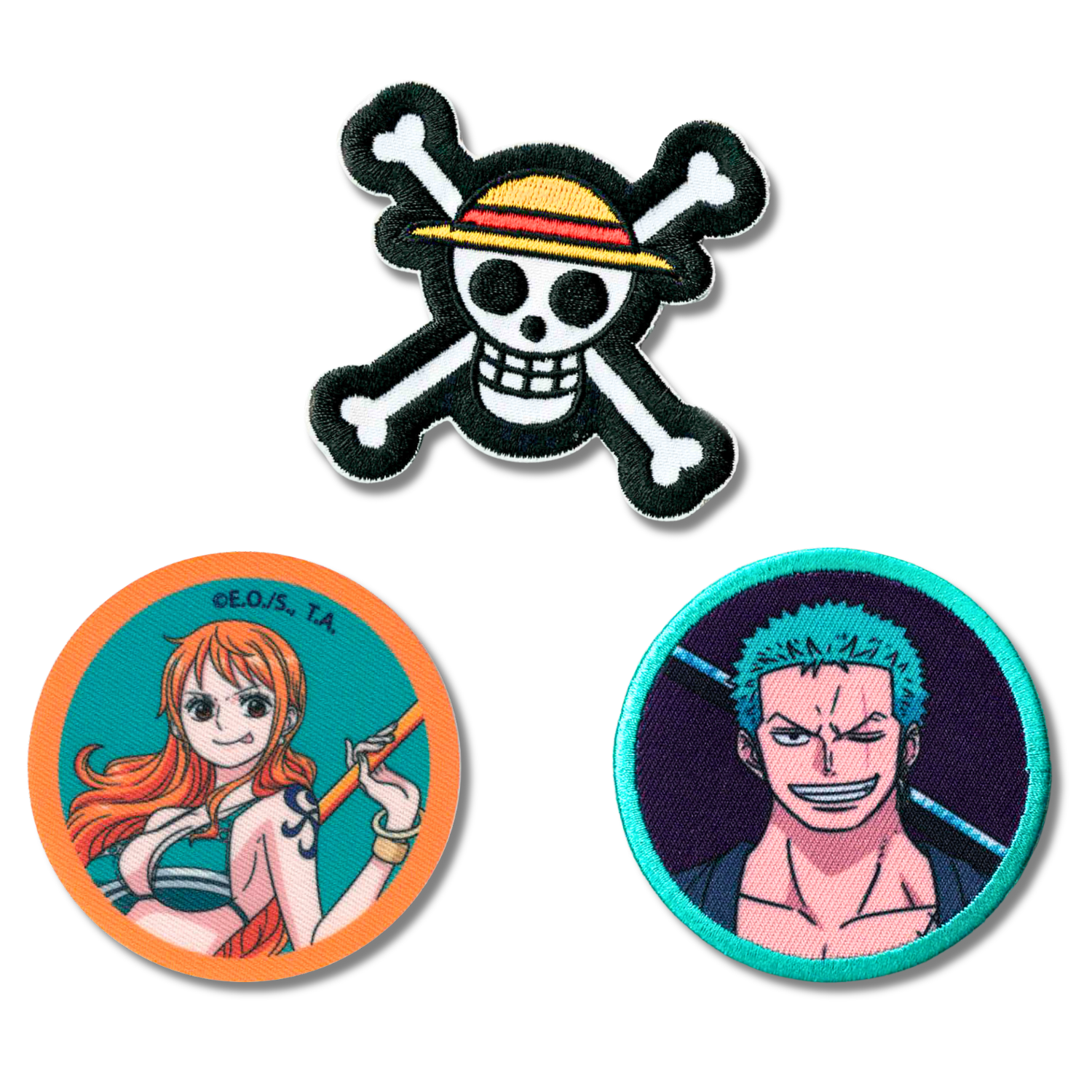 Sets of 3 Patented Iron on Patches - Dragonball, Onepiece, Pjmasks, Peppa Pig, Garfield, Spongebob, Paw Patrol or Naruto