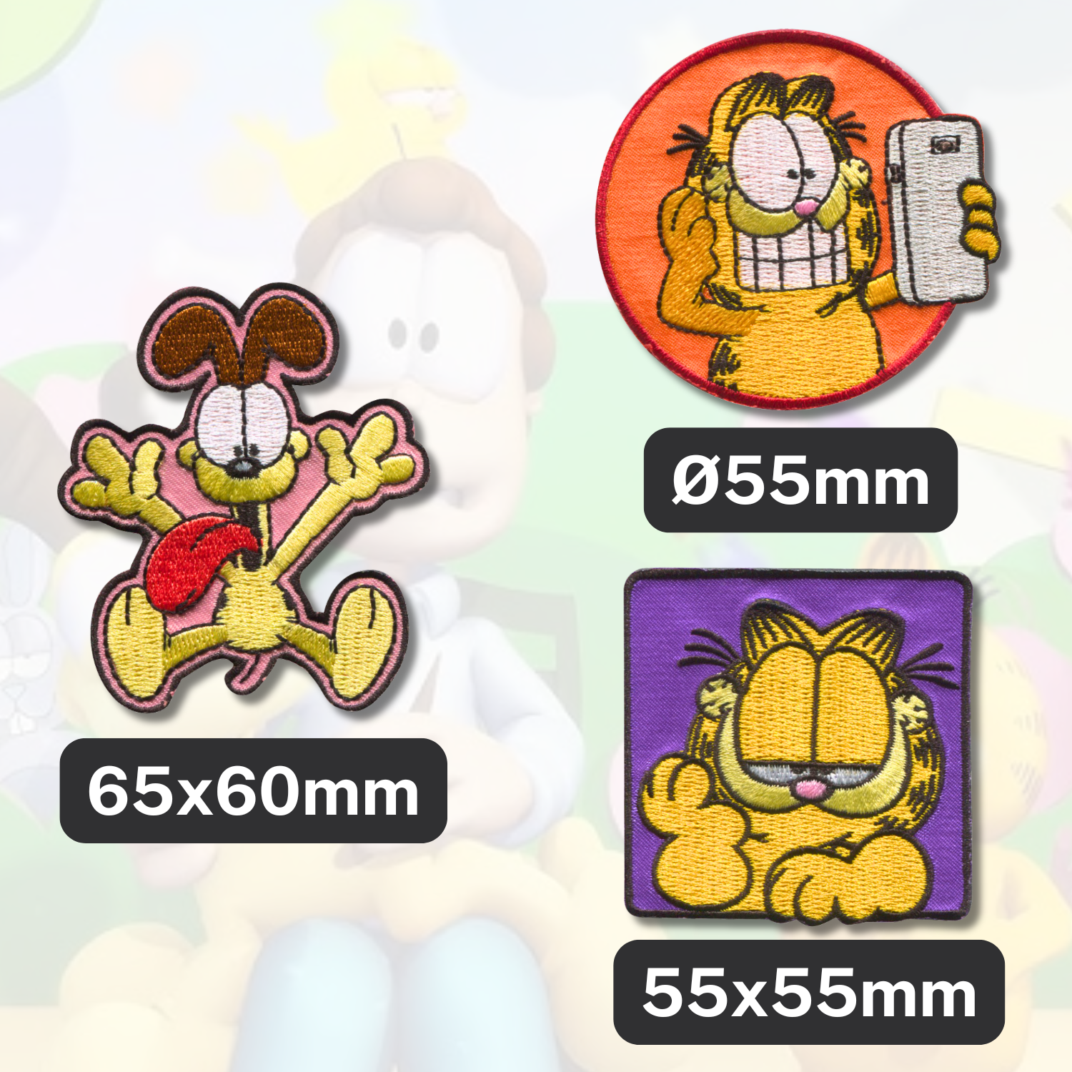 Sets of 3 Patented Iron on Patches - Dragonball, Onepiece, Pjmasks, Peppa Pig, Garfield, Spongebob, Paw Patrol or Naruto