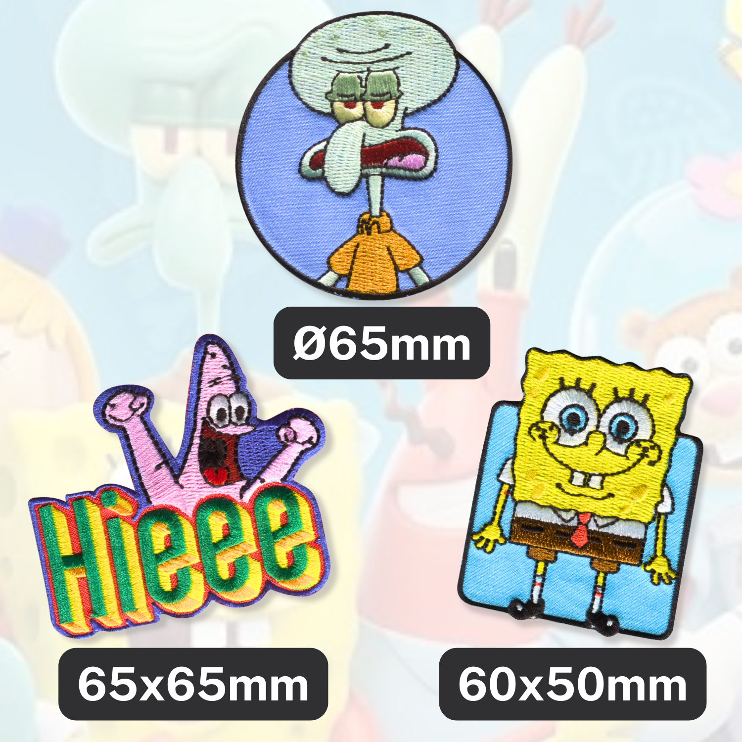 Sets of 3 Patented Iron on Patches - Dragonball, Onepiece, Pjmasks, Peppa Pig, Garfield, Spongebob, Paw Patrol or Naruto