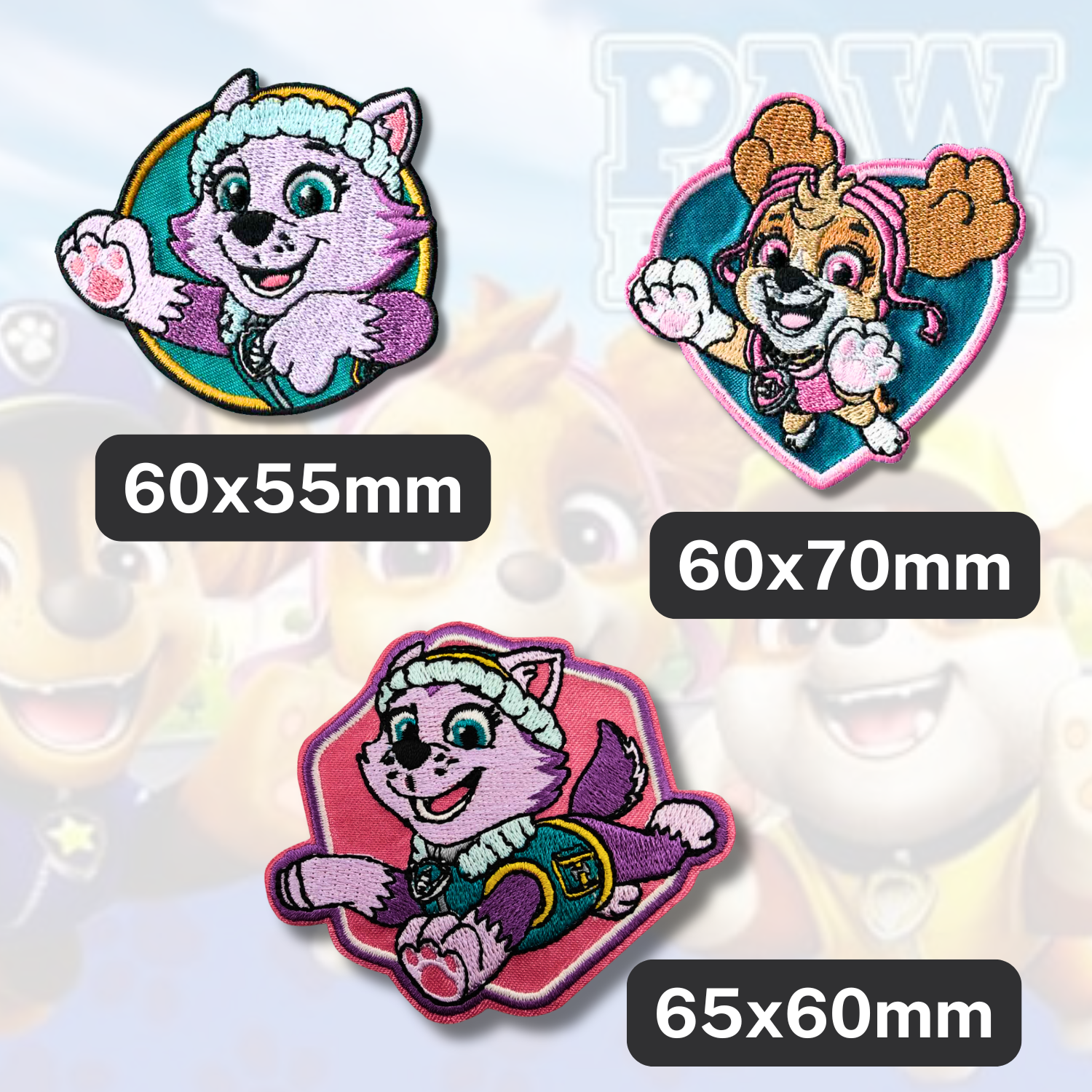 Sets of 3 Patented Iron on Patches - Dragonball, Onepiece, Pjmasks, Peppa Pig, Garfield, Spongebob, Paw Patrol or Naruto