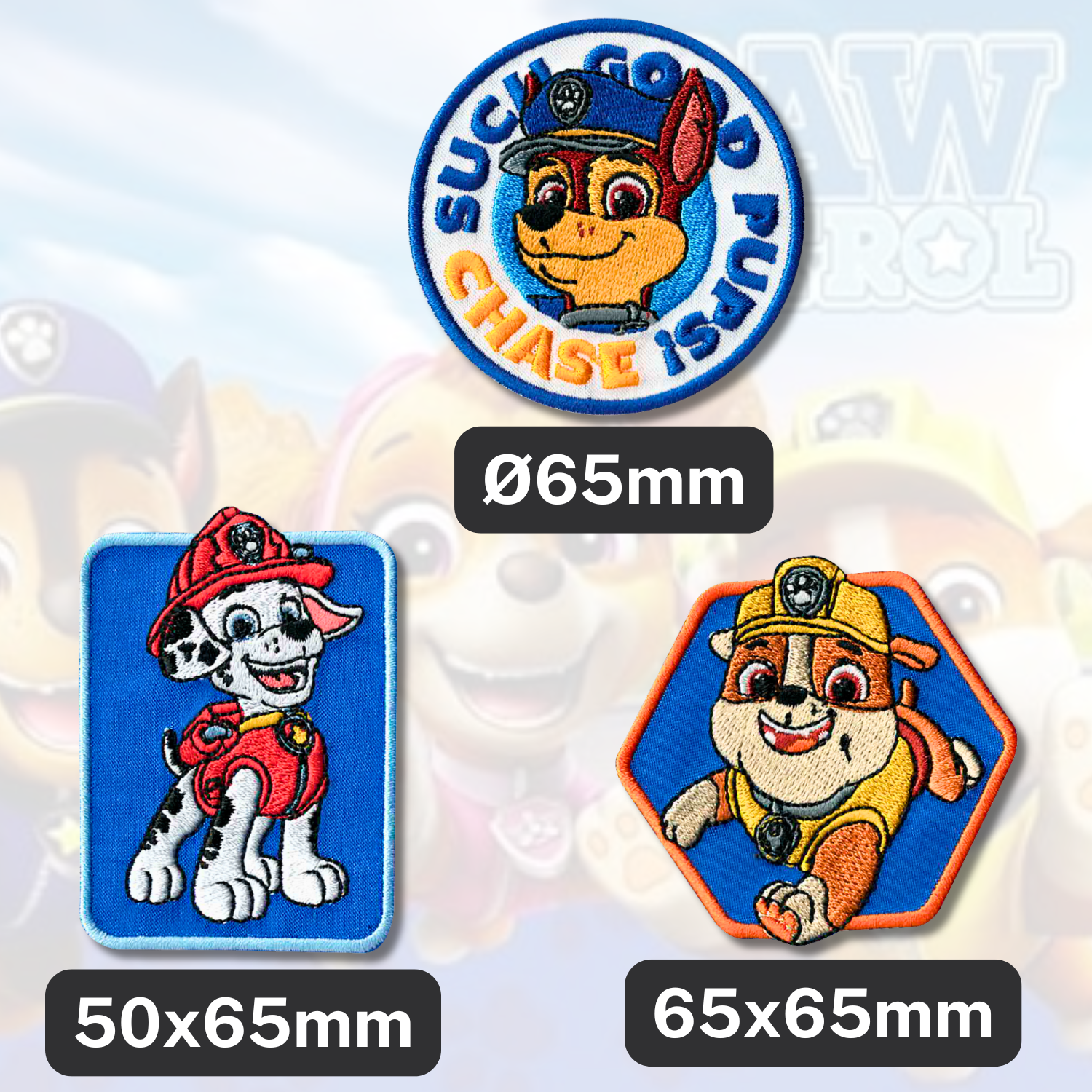 Sets of 3 Patented Iron on Patches - Dragonball, Onepiece, Pjmasks, Peppa Pig, Garfield, Spongebob, Paw Patrol or Naruto