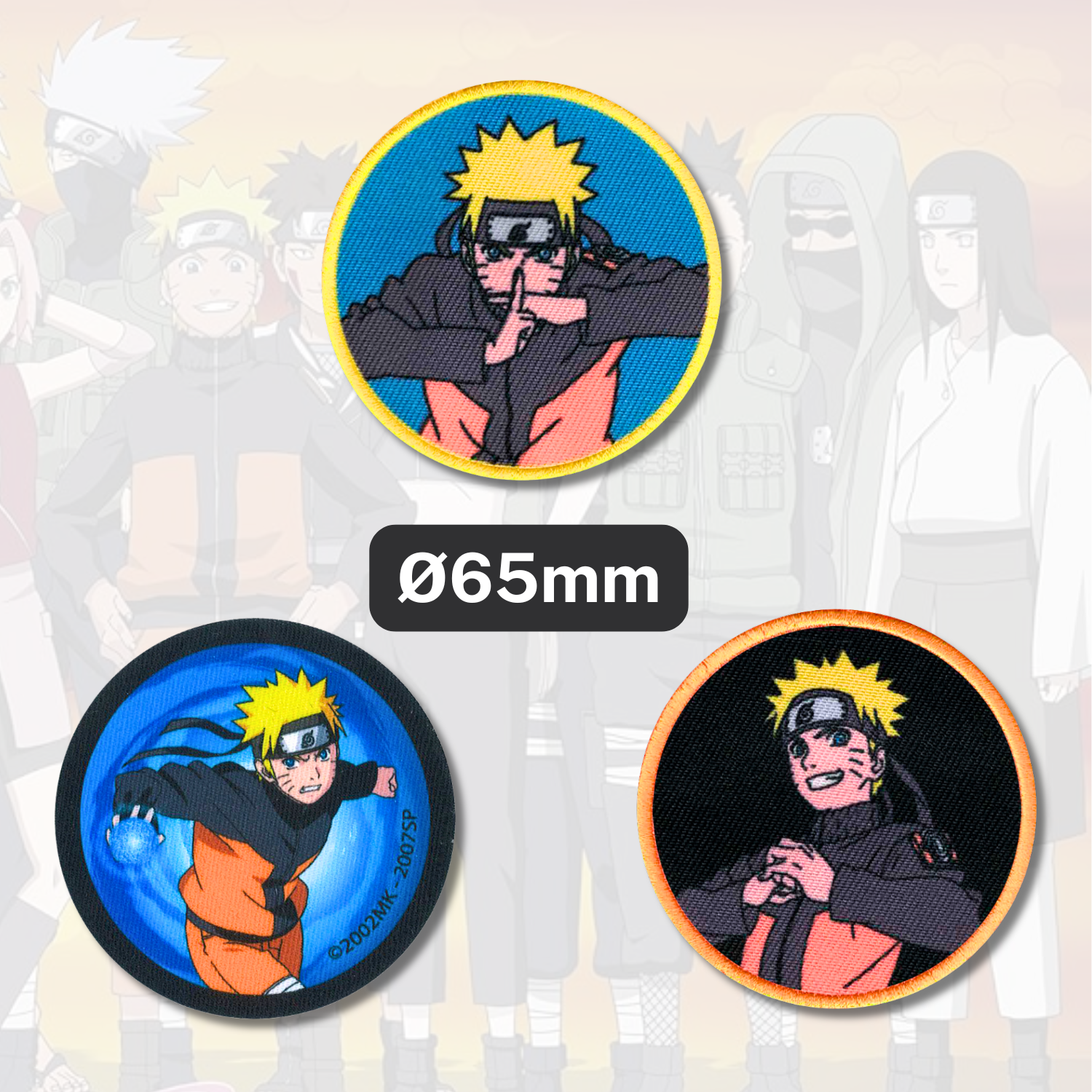 Sets of 3 Patented Iron on Patches - Dragonball, Onepiece, Pjmasks, Peppa Pig, Garfield, Spongebob, Paw Patrol or Naruto