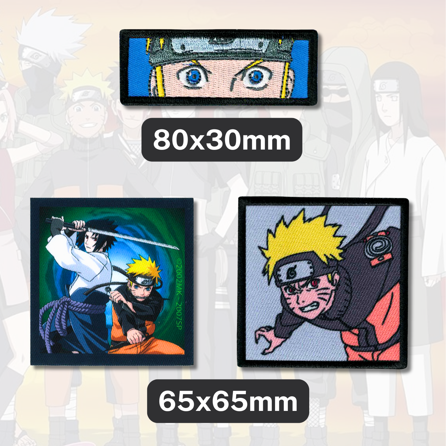 Sets of 3 Patented Iron on Patches - Dragonball, Onepiece, Pjmasks, Peppa Pig, Garfield, Spongebob, Paw Patrol or Naruto