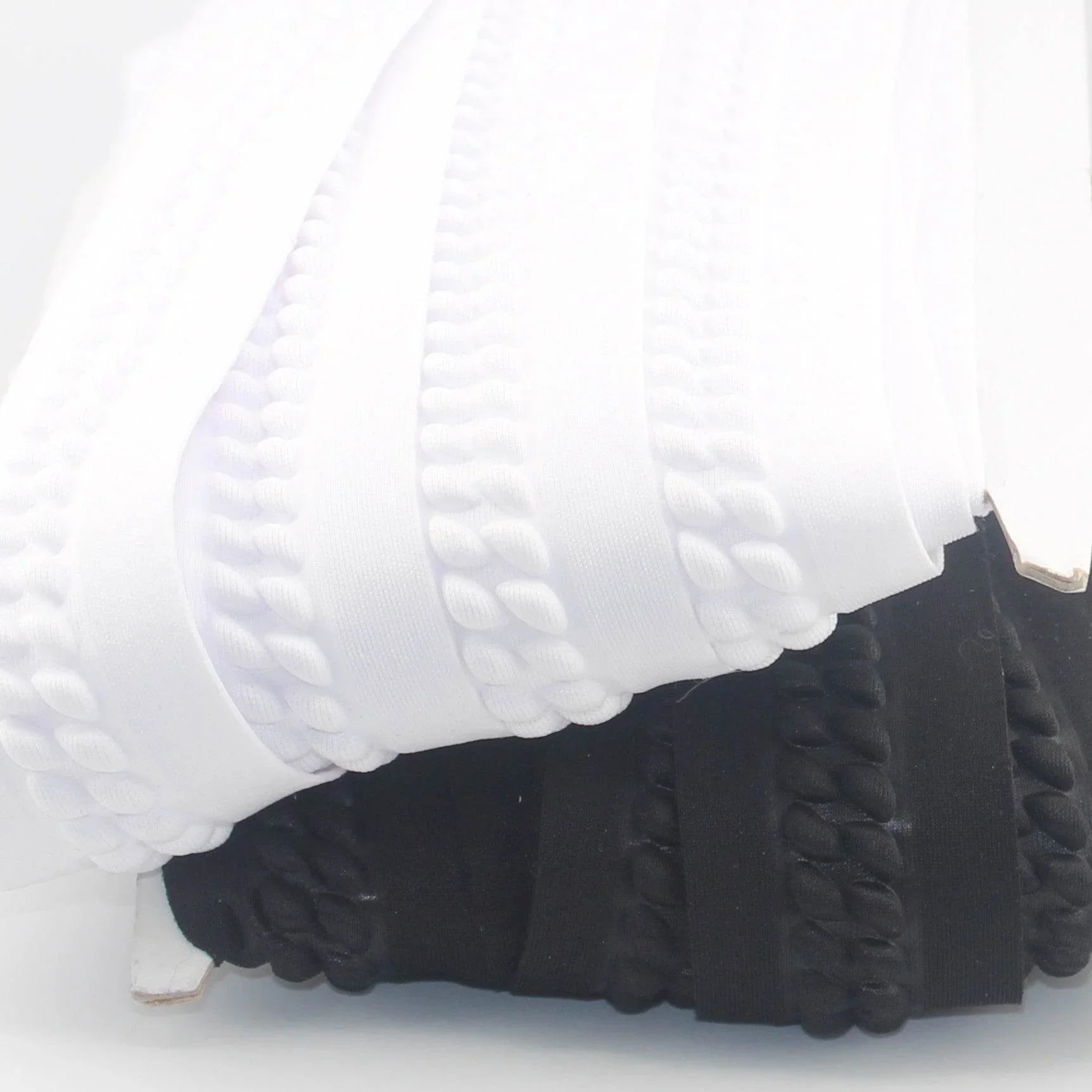 2 meter Elastic Trimming 45mm (with 20mm embossed design) available in Black or White - ACCESSOIRES LEDUC BV