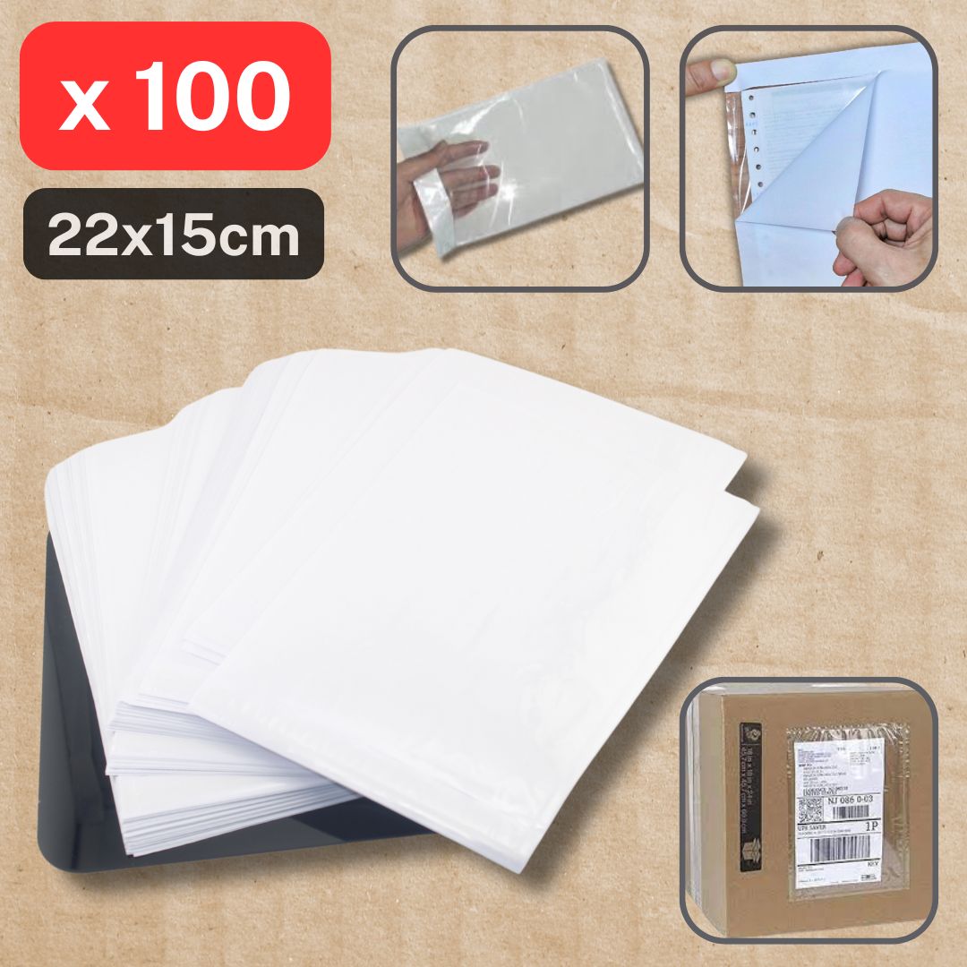 100 self-adhesive transparent Document pouches