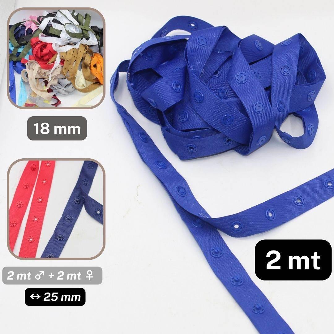 2 meters Polyester Snap Tape (male + female), width 18mm, distance between snaps 25mm #RUB1815 - ACCESSOIRES LEDUC BV
