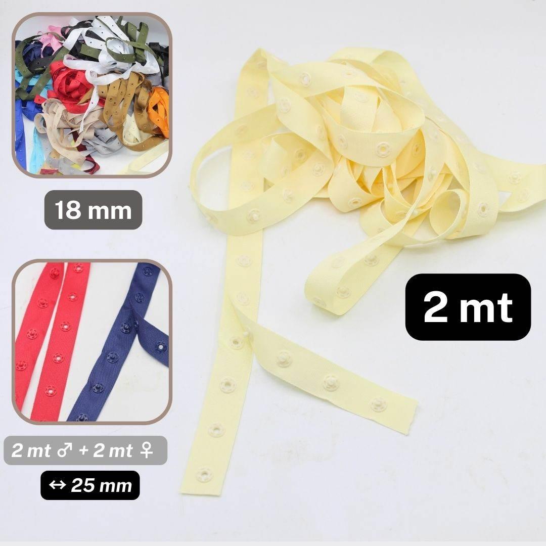 2 meters Polyester Snap Tape (male + female), width 18mm, distance between snaps 25mm #RUB1815 - ACCESSOIRES LEDUC BV