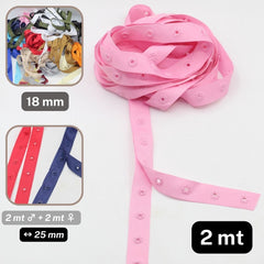 2 meters Polyester Snap Tape (male + female), width 18mm, distance between snaps 25mm #RUB1815