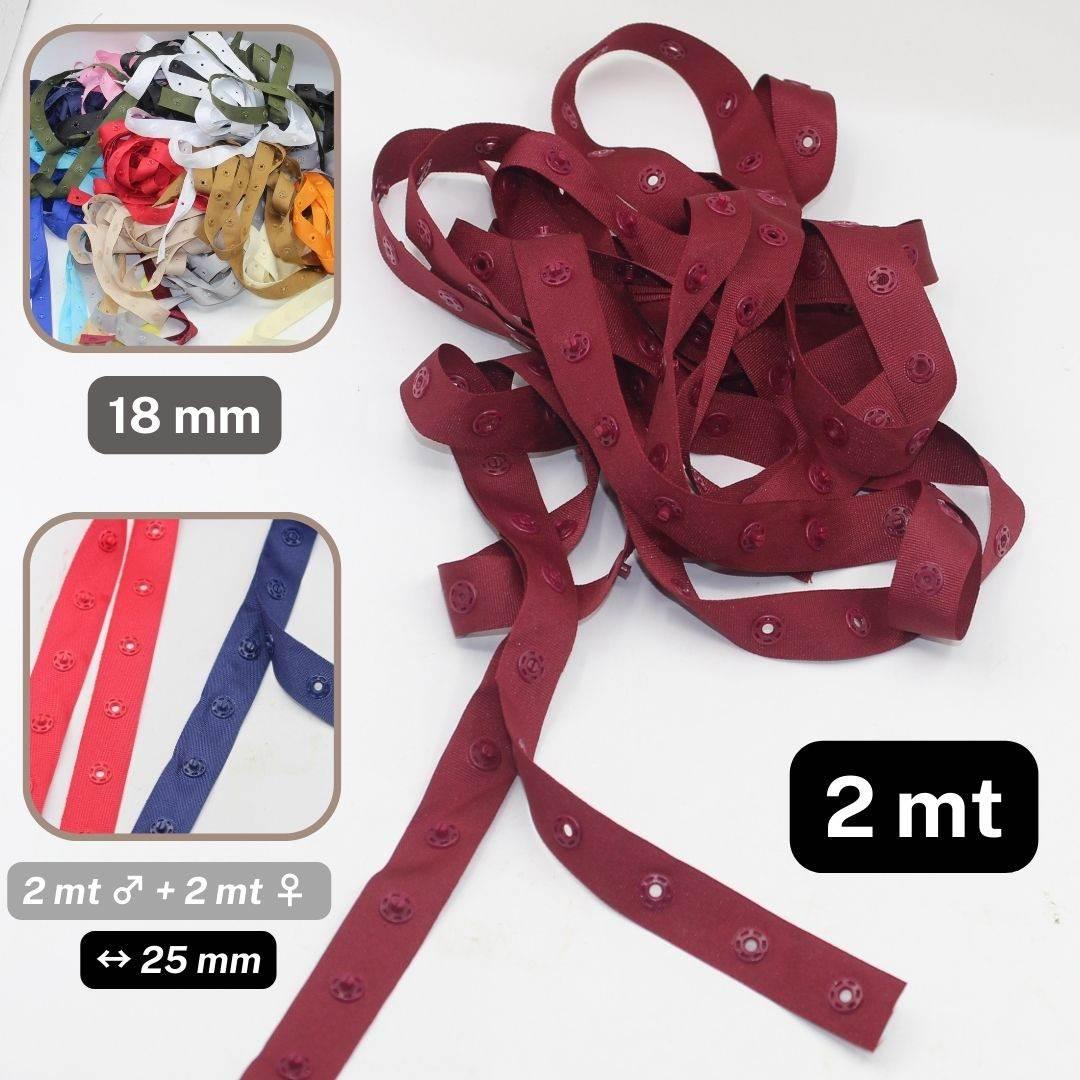 2 meters Polyester Snap Tape (male + female), width 18mm, distance between snaps 25mm #RUB1815 - ACCESSOIRES LEDUC BV
