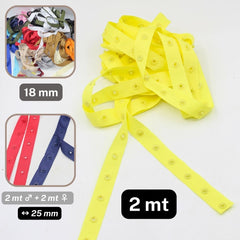 2 meters Polyester Snap Tape (male + female), width 18mm, distance between snaps 25mm #RUB1815 - ACCESSOIRES LEDUC BV