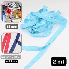 2 meters Polyester Snap Tape (male + female), width 18mm, distance between snaps 25mm #RUB1815