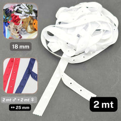 2 meters Polyester Snap Tape (male + female), width 18mm, distance between snaps 25mm #RUB1815