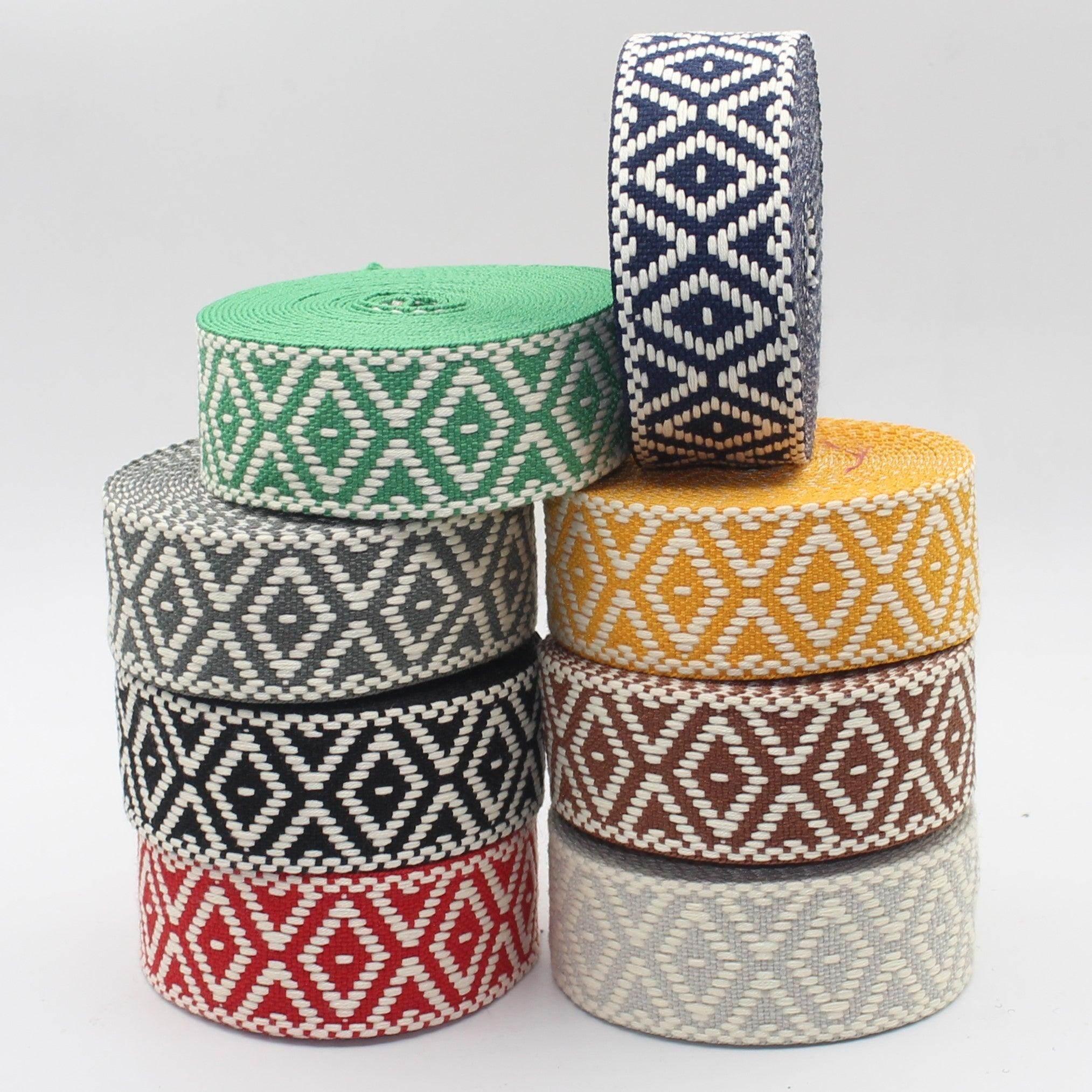 5 meters of Ethnic Strap with diamond-shaped patterns, 40mm #RUB3562 - ACCESSOIRES LEDUC BV