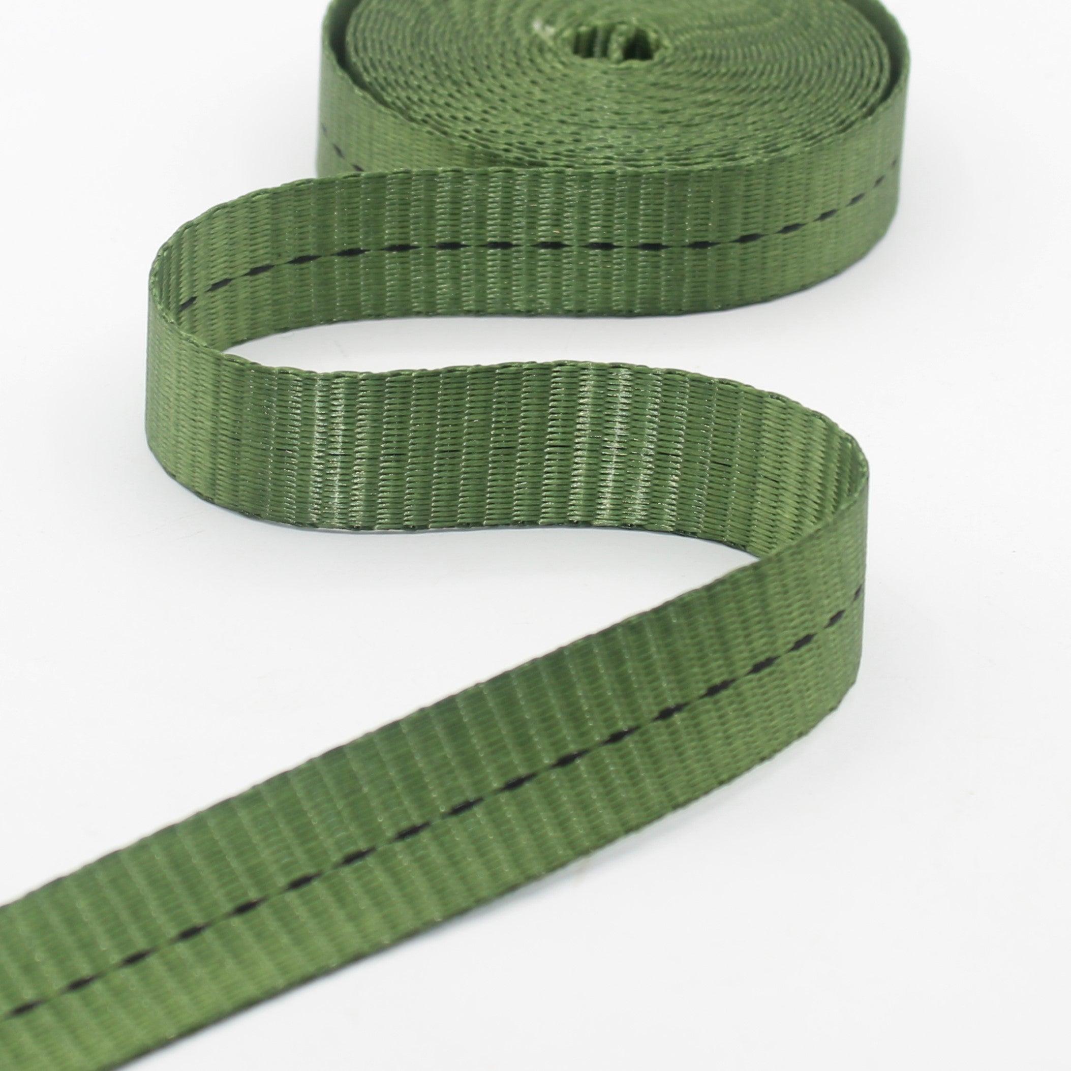 10 meters 25mm Polyester Webbing with Central Black Stitches #RUB3563 - ACCESSOIRES LEDUC BV