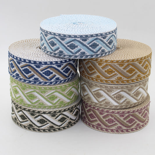 5 meters Ethnic 3D Zig Zags 38mm Webbing #RUB3567