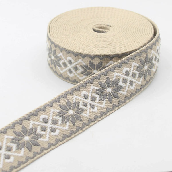 5 meters Ethnic Floral 38mm Webbing #RUB3568 - ACCESSOIRES LEDUC BV