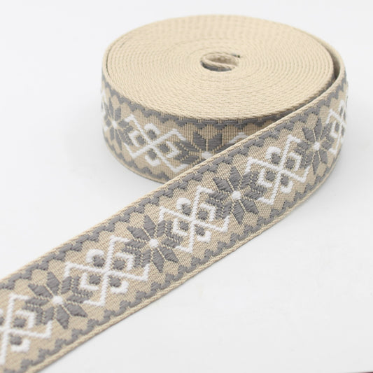 5 meters Ethnic Floral 38mm Webbing #RUB3568 - ACCESSOIRES LEDUC BV