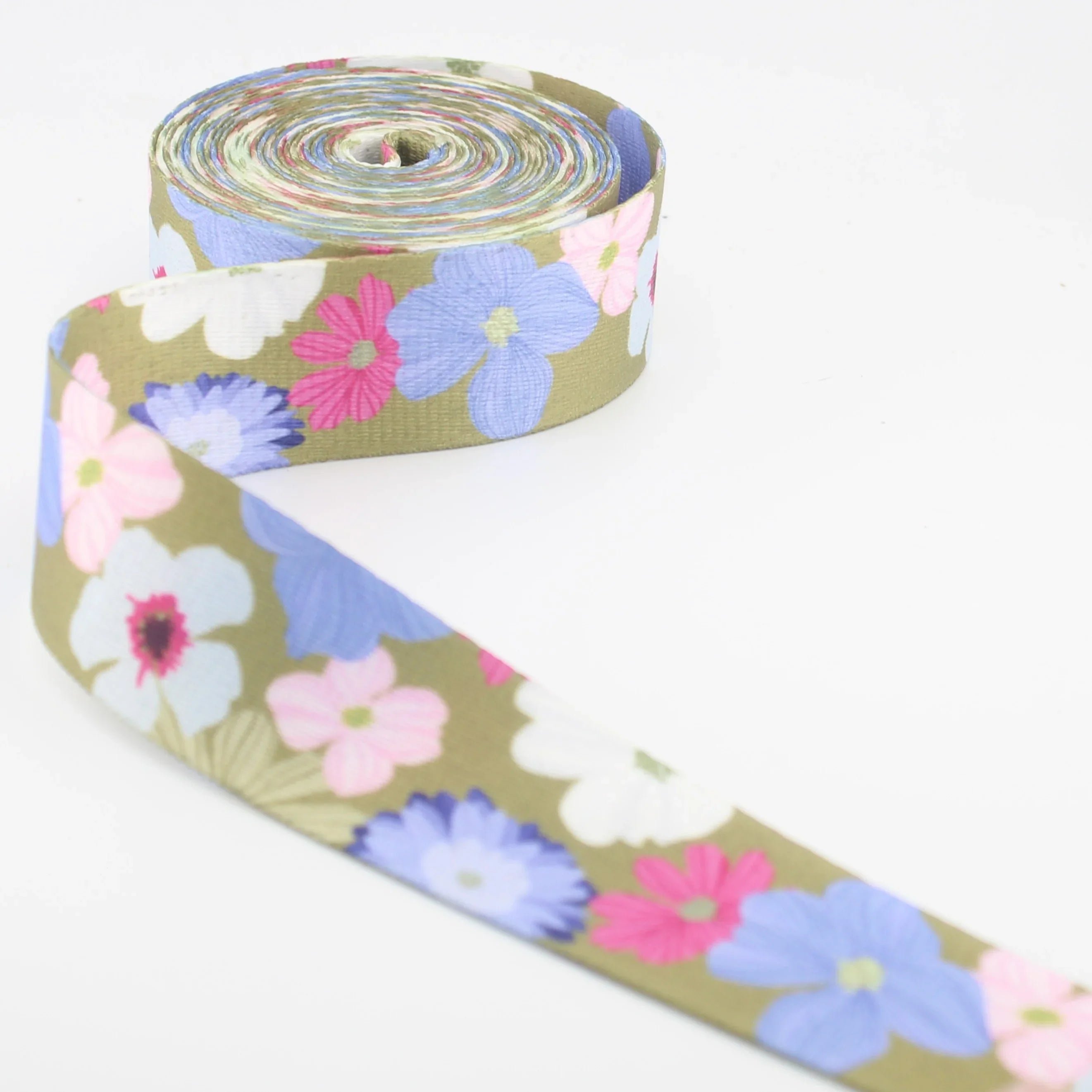 5 meters 38mm Floral Design Printed Polyester Webbing #RUB3580 - ACCESSOIRES LEDUC BV